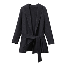 新款时尚女士青果领短款百搭简约100羊毛大衣，女装毛呢外套，高哲羊绒