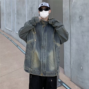 秋季美式拉链设计感宽松牛仔外套男女高街潮流工装夹克 JW06图片