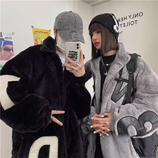 SK60-P58美式羊羔毛外套情侣冬季韩版潮牌加厚宽松立领棉服，男装棉衣，电商B323A