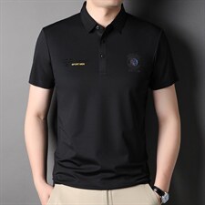 2023夏季新品纯色宽松翻领上衣中年男士打底体恤潮流休闲百搭上衣，男装T恤，电商B212（原钱塘6029）