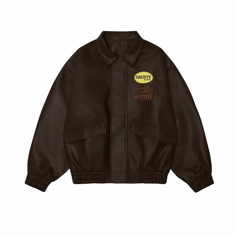 美式复古宽松潮牌飞行员工装皮衣夹克外套棒球服310A-4-B921-P80,男装夹克,星座310A-4