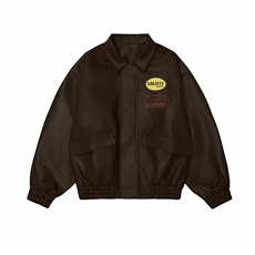 美式复古宽松潮牌飞行员工装皮衣夹克外套棒球服310A-4-B921-P80，男装夹克，星座310A-4