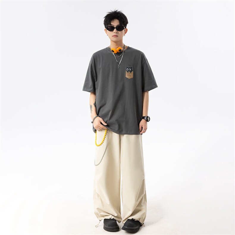 夏季趣味卡通潮流宽松半袖纯棉重磅圆领T恤，男装T恤，星座516