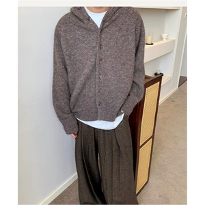 2025秋冬季宽松毛衣纯色简约百搭连帽针织衫MYA347图片