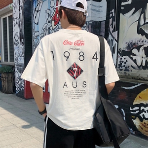 2021春夏新款港风潮流韩版宽松情侣印花男装T恤T83-P30图片