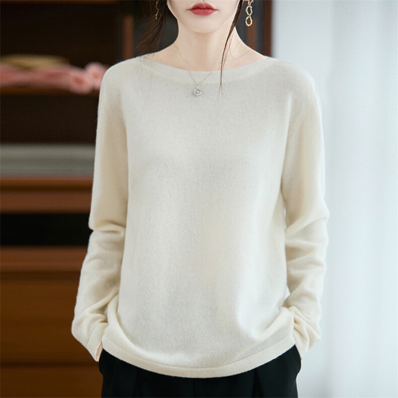 2025年秋季新款简约纯色针织女士针织衫时尚休闲通勤百搭，女装针织衫/毛衣，端硕羊绒