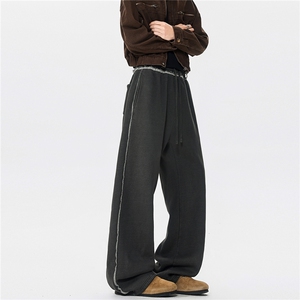 6XL-M美式复古水洗做旧运动裤子男毛边休闲卫裤K9183-P55330g