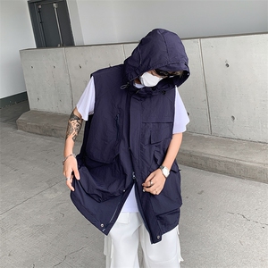 2024夏季新款机能坎肩连帽马甲男潮牌百搭工装背心 现货W8201-P48图片