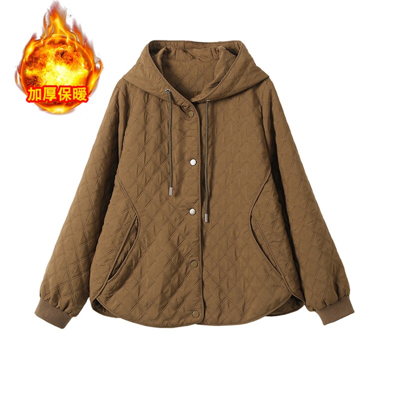 时尚保暖连帽加厚棉服简约提花外套显瘦百搭冬季女装,女装棉衣/棉服,曼沙奕珂