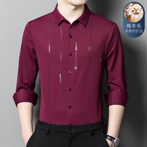 高端长袖条纹春秋绵羊毛中青年免烫商务休闲男士衬衣 XY6621-P115,男装衬衫,星座1105-3