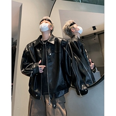 潮牌Pu皮夹克外套男痞帅大学生休闲机车服皮衣XZ514-2-24244-P65，男装夹克，星座514-2(原B239)