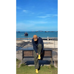 少年感cleanfit纯色编织毛衣男春秋新款宽松圆领长袖拼接针织衫潮图片