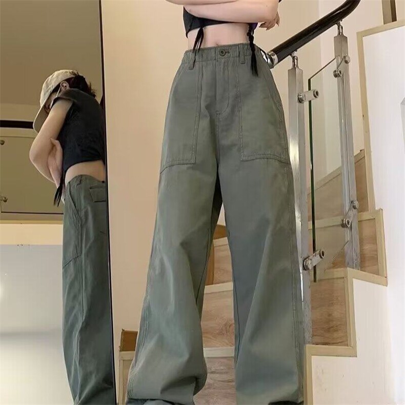 美式高街口袋皱褶工装裤男女做旧复古青少年阔腿裤子A895/P52,男装休闲裤,星座506
