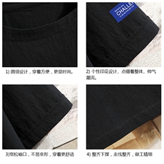 YT26062-P30亚麻短袖t恤男大码五分袖男宽松七分袖砖墙挂拍，男装T恤，电商A040A
