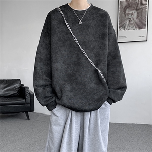 8XL-M美式复古街头风圆领卫衣男特大码上衣套头打底衫WY11P50控68图片