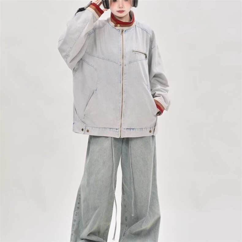 JK8964-P75美式复古cleanfit牛仔外套男春秋款高级感痞帅底特律,男装工装外套,电商B323A