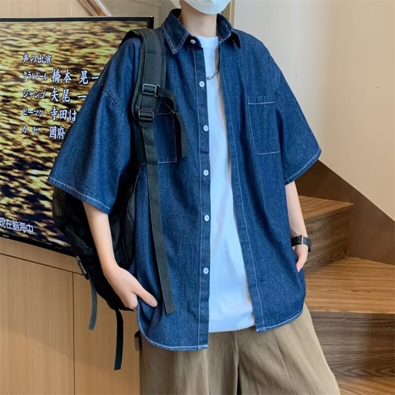夏季新款衬衫潮流慵懒男方领衬衫AC1190P38,男装衬衫,星座1116-2