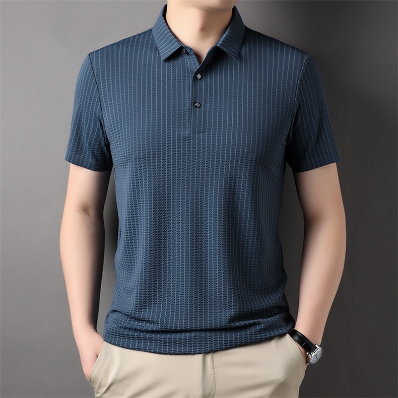 夏季新款商务休闲保罗衣服Polo衫男士短袖T恤中年翻领半袖体恤衫图片
