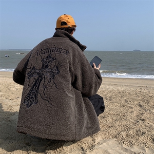 XZ213-MY39-P138控158 港风日系复古羊羔毛字母刺绣加厚保暖棉衣图片