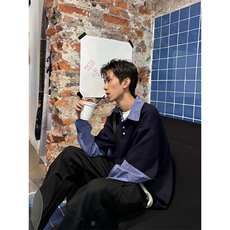 【有货】cleanfit拼接卫衣男春秋高级痞帅设计感打底衫C19LL-P45，男装卫衣，星座1007（原301D）