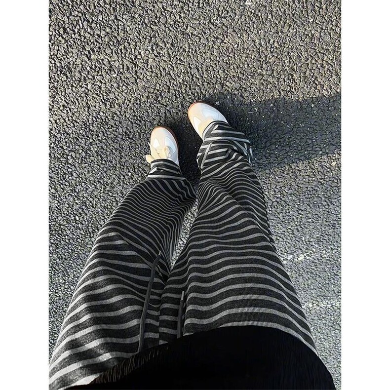 2025新款休闲显瘦条纹针织长裤直筒垂感休闲裤男K24121-特P30控58，男装休闲裤，电商A001