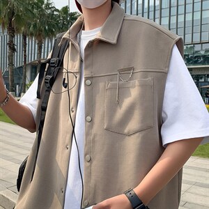 高街潮牌马甲男韩版潮流2023秋夏新款ins宽松BF痞帅外套W2605-P32图片