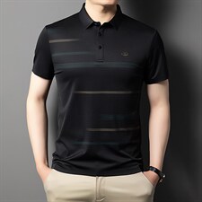 中青年男士宽松百搭2023夏季新款翻领商务休闲保罗衫打底体恤上衣，男装T恤，电商B212（原钱塘6029）