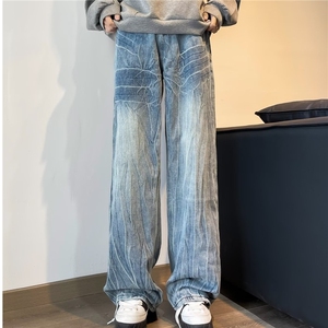 春秋季美式高街vibe蓝色牛仔裤男女潮cleanfit显瘦牛仔裤N145/P50图片