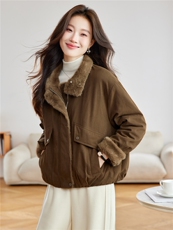 2025冬装新款简约时尚休闲加绒外套，女装棉衣/棉服，依倍林