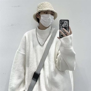 MK0918-P50纯色半高领毛衣男宽松慵懒套头线衣潮牌ins港风针织衫图片
