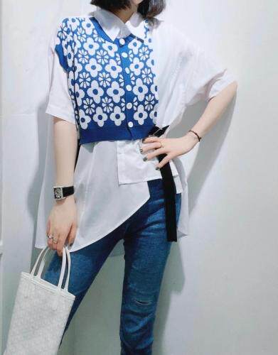 欧版亚麻拼接假两件，女装，芭娜美纳