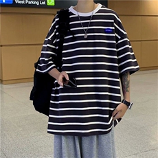 GM0229-P25条纹短袖男t恤ins宽松学生衣服男女港味chic潮流半袖，男装T恤，电商C233