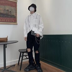 青春流行百搭男简约ins秋季新款纯色长袖潮文艺标准衬衫潮流日系，男装衬衫，星座506A
