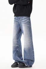 B221美式ins高街暗黑重工艺修身微喇牛仔裤LK26625-特P45控78，男装牛仔裤，电商B221