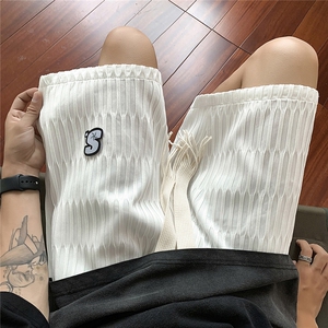 港风冰丝弧形特色面料短裤男士中裤男潮流五分裤DK8782P40控59图片