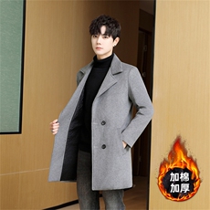 秋冬新款羊毛羊绒大衣男士宽松休闲呢子加厚中长款毛呢外套修身男，男装毛呢大衣，星座505-2（原电商A260-1)