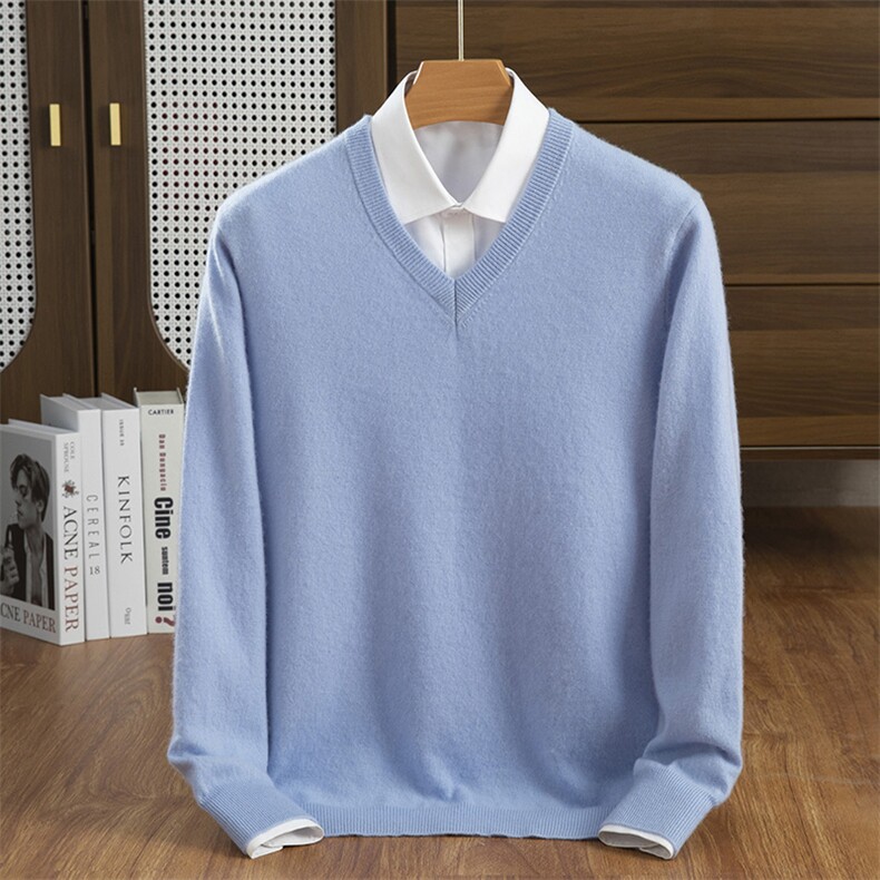2025春秋新款羊绒衫女100山羊绒v领时尚开叉针织衫时尚设计感上衣，男装羊绒套衫，隆格羊绒