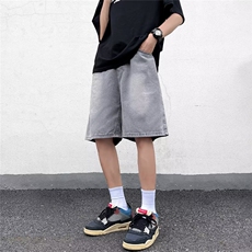 凉感牛仔短裤男士夏季薄款宽松直筒休闲潮牌青少年冰丝五分裤男款，男装牛仔裤，星座1013