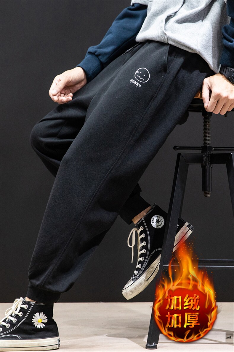 K12072-P40加绒P50束脚纯棉运动裤男士休闲裤大码宽松卫裤男,男装休闲裤,电商A040A