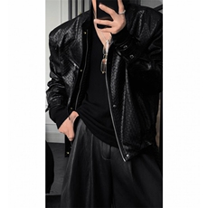 网图龙叨叨美式皮衣编织PU皮外套JK588-P125，男装皮衣，星座1213