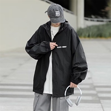 防晒衣男港风休闲宽松薄款夹克夏季帅百搭连帽防晒服外套F004-P38，男装夹克，星座308B-1