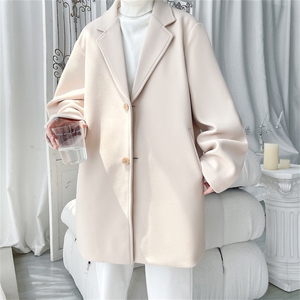 N9109/P90秋冬新款呢料毛呢西服男宽松外套上衣潮流宽松呢大衣