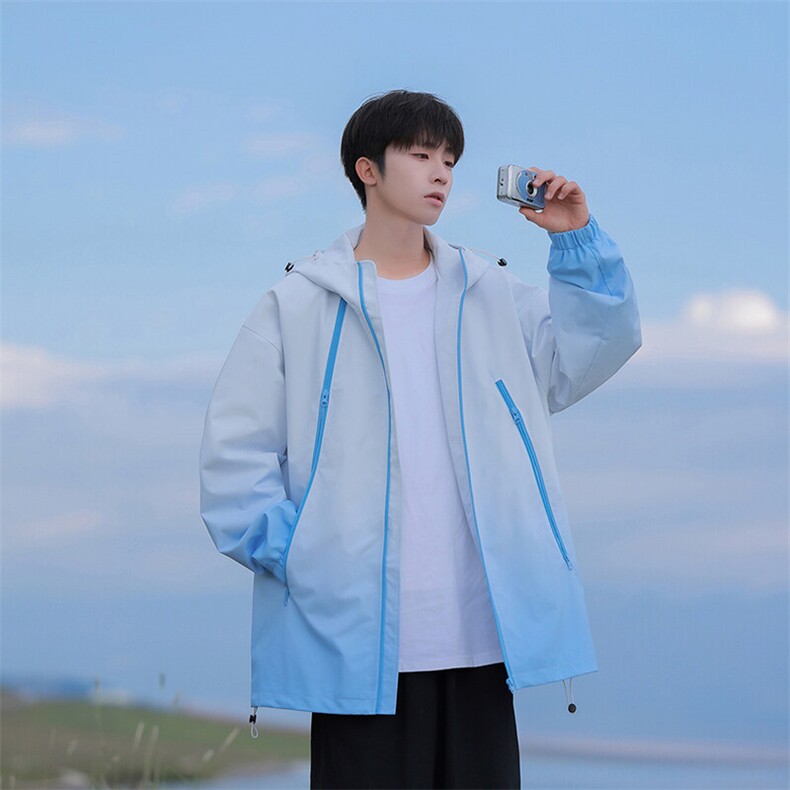 外景二开宽松夹克男渐变防水冲锋衣外套DSA157B-JK7830-特P68,男装夹克,电商A157B