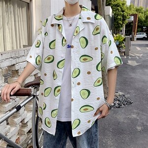 21年夏季短袖衬衫男宽松落肩港风西装领衬衫男DS-C407-CS308-P35图片
