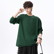 乌梅紫2026新款男女同款高克重带螺纹纯棉长袖T恤A158-T333-P18，男装T恤，电商A158