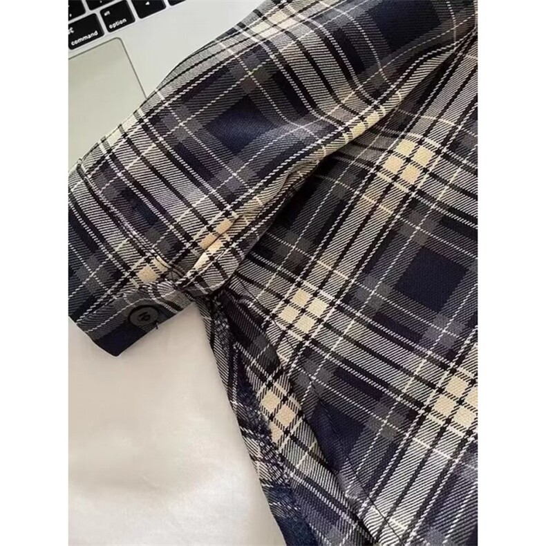 1506/QC020/P32新款美式复古条纹翻领春季长袖衬衣潮流情侣上衣,男装衬衫,星座1506