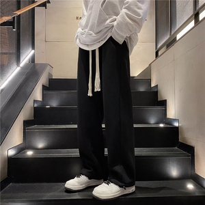 华夫格男冬季潮羊羔绒加绒加厚直筒裤宽松阔腿保暖休闲裤 G30670图片