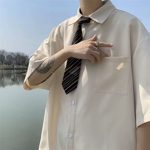 夏季新款衬衫潮流男高级感百搭简约休闲衬衣送领带CS071-P32图片