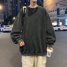 港风潮流ins春季宽松百搭大码圆领套头卫衣23XW99281-特批40，男装卫衣，电商A042