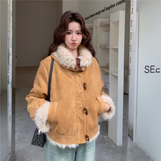 秋冬新款短款拼接皮毛外套2C153-721-P205K308，女装短外套，2C153